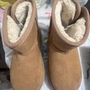 Ugg Kids Tan Fleece-Lined Winter Boots
